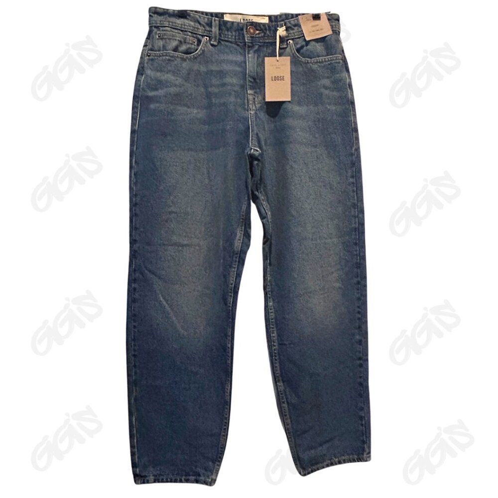 New Look Men Loose Fit Jeans Distressed Blue Size 34 W x 32 L Sold Out NEW Tags